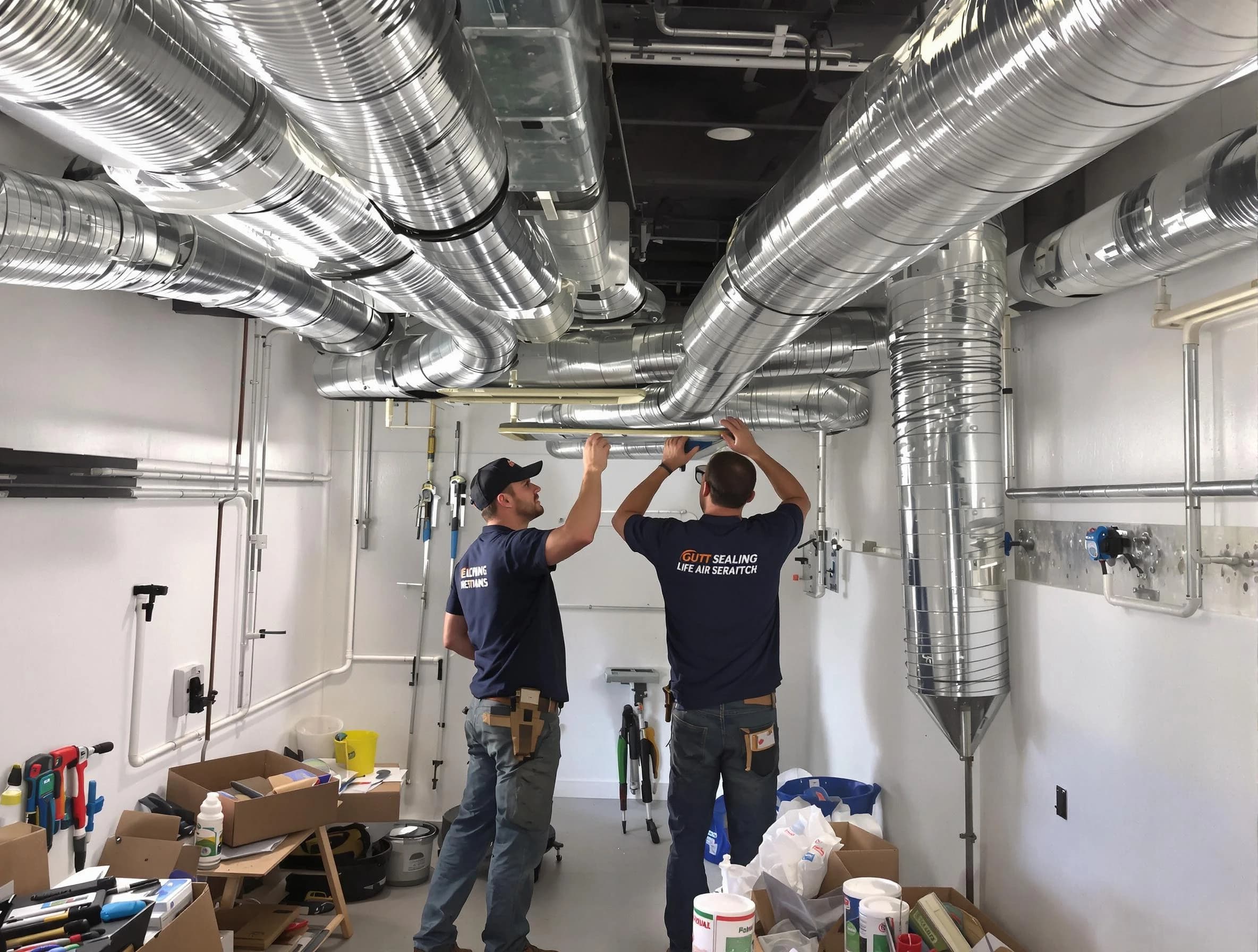 Piedmont Air Duct Cleaning technician applying professional duct sealing solutions in Piedmont