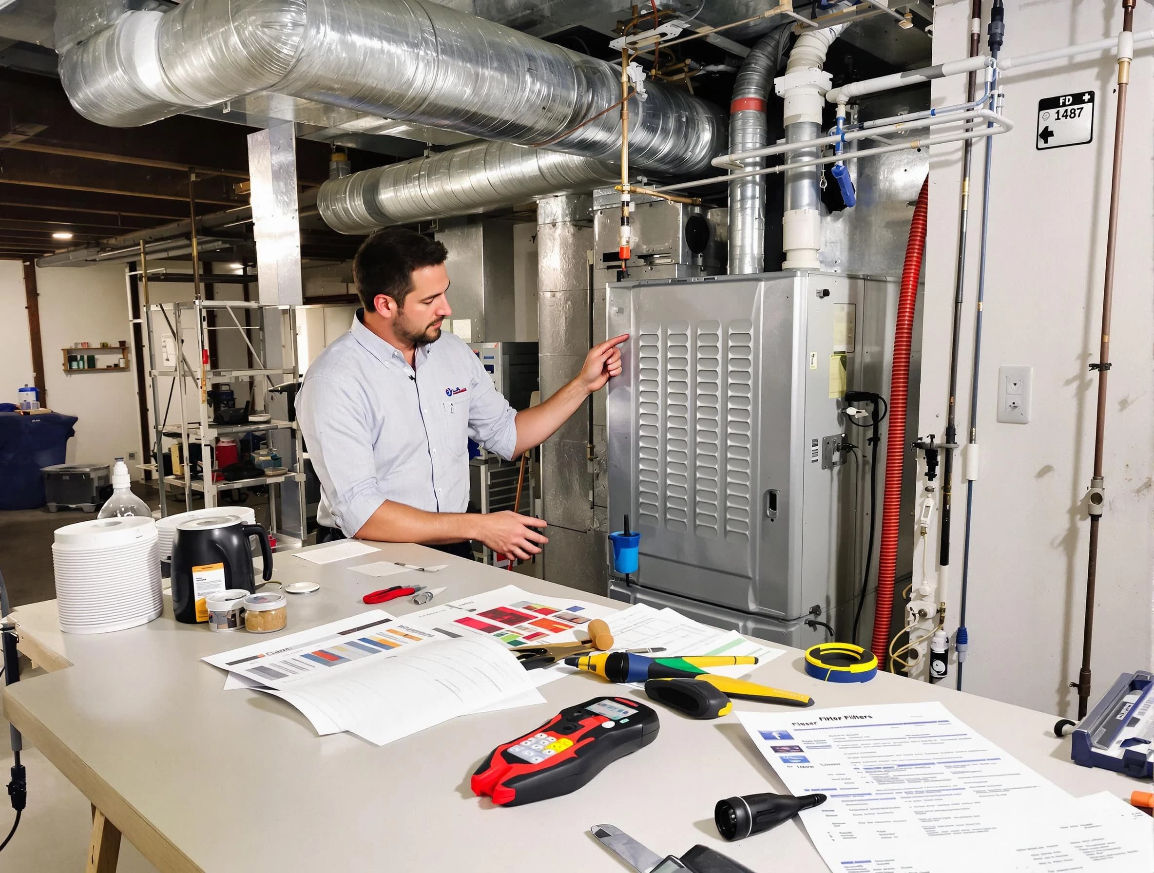 Piedmont Air Duct Cleaning inspector conducting detailed filter system evaluation using professional diagnostic tools in Piedmont