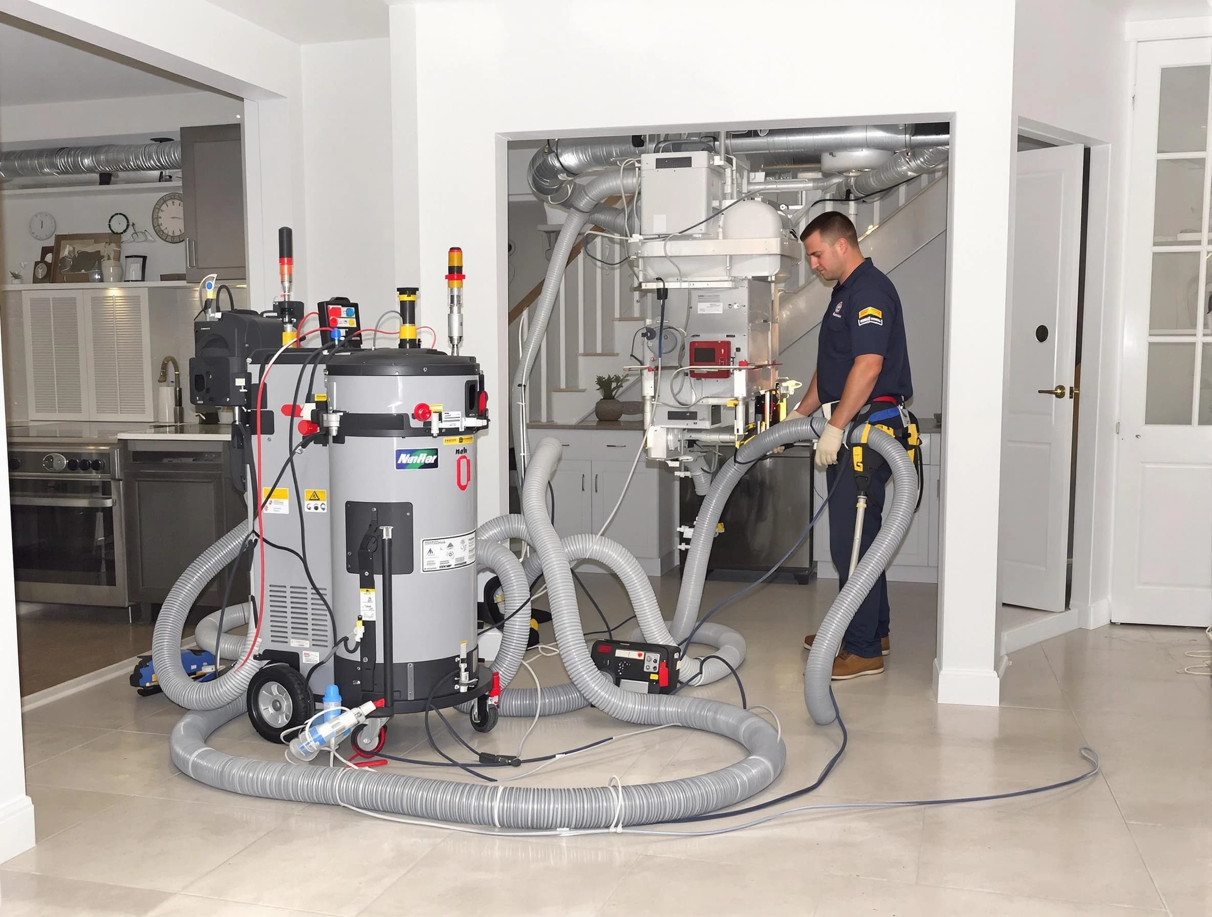 Piedmont Air Duct Cleaning technician operating negative pressure cleaning equipment for thorough duct maintenance in Piedmont