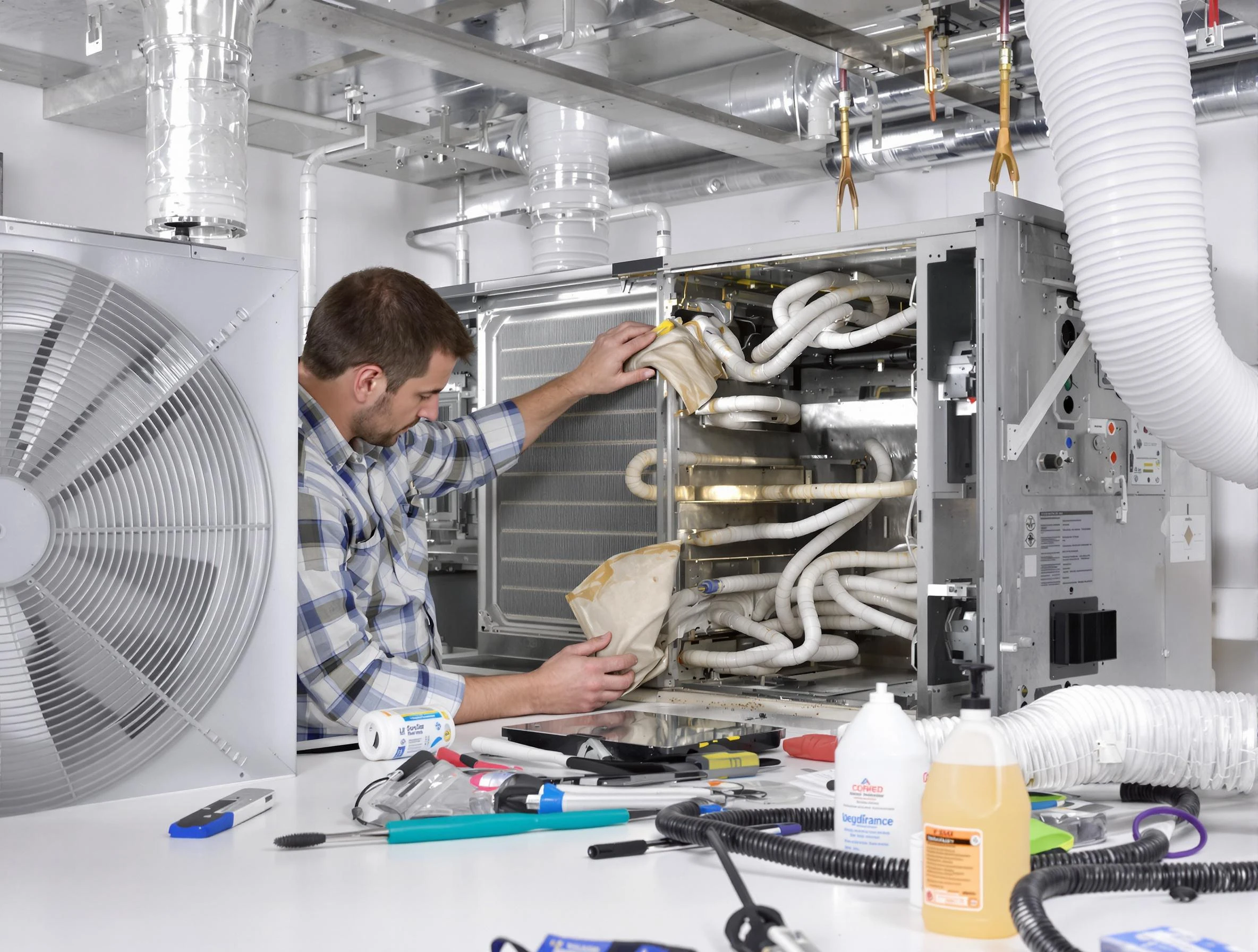 Piedmont Air Duct Cleaning specialist performing precision AC coil cleaning in Piedmont