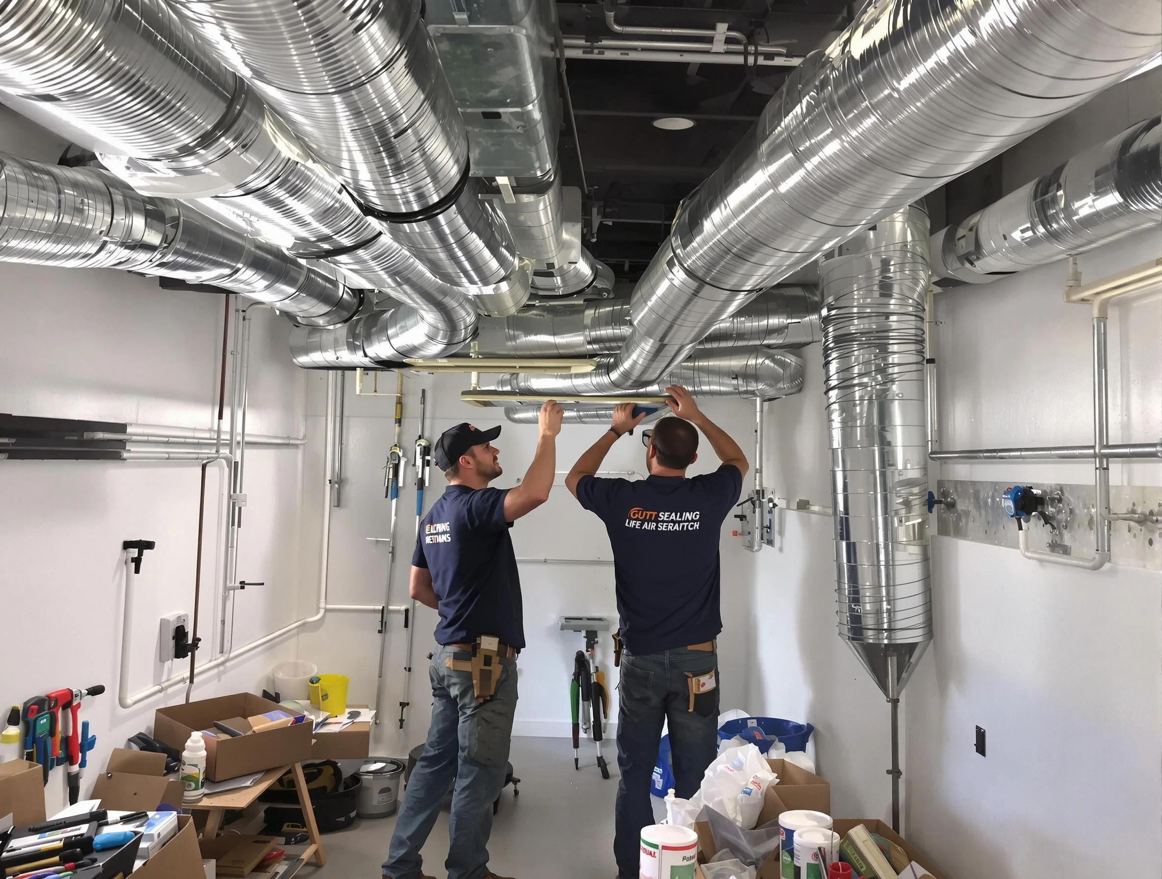 Piedmont Air Duct Cleaning technician applying professional duct sealing solutions in Piedmont